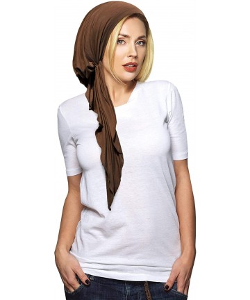 Headbands Pre-Tied Headscarf Versatile Long Ties Bandana Tichel Headwear Turban Wrap Soft Cotton - Taupe - CS11XJ4GA0J $40.06
