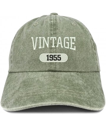 Baseball Caps Vintage 1955 Embroidered 65th Birthday Soft Crown Washed Cotton Cap - Olive - C3180WX8IRG $34.26