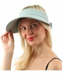 Sun Hats Sun Protection UPF UV Wide Big Brim Linen Cotton Beach Pool Visor Cap Hat - Mint - C017YULM4G4 $20.40