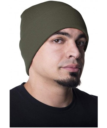 Skullies & Beanies 100% Wool Hats for Men and Women - Beanie Caps for Winter- Sports Teams and More! - Olive Drab - CX11BRH7B...