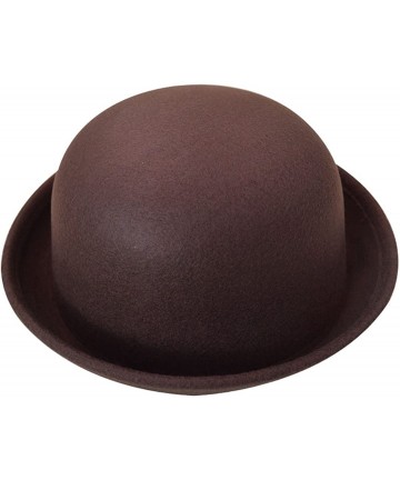 Fedoras Parent-Child Classic Wool Bowler Hat Soild Color Derby Hat - Brown - CU187Z35RLC $23.15