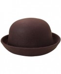 Fedoras Parent-Child Classic Wool Bowler Hat Soild Color Derby Hat - Brown - CU187Z35RLC $23.15