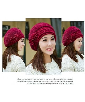 Skullies & Beanies Women Beret Trendy Winter Warm Chunky Soft Stretch Cable Knit Beanie Skully - Wine Red - CM1864S8QZG $19.27