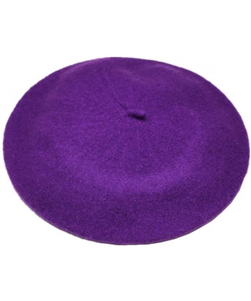 Berets French Beret Hat Solid Cap Color Wool Beanie for Women Girls Lady Beanie Hat - As Picture Shows-purple - C518LS433OU $...