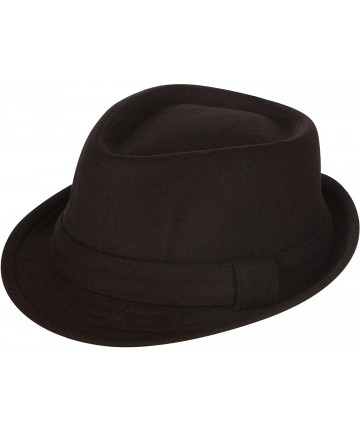 Fedoras Unisex Structured Wool Fedora Winter Hat - Black - CB1177TKR5R $32.19