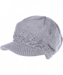 Newsboy Caps Womens Winter Chic Cable Warm Fleece Lined Crochet Knit Hat W/Visor Newsboy Cabbie Cap - CX1860KA62L $26.56