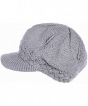 Newsboy Caps Womens Winter Chic Cable Warm Fleece Lined Crochet Knit Hat W/Visor Newsboy Cabbie Cap - CX1860KA62L $26.56