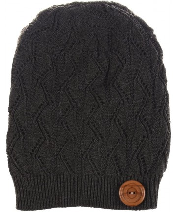 Skullies & Beanies Winter Womens Fashion Bun Ponytail Fleece Lined Slouchy Knit Beanie Hat - Charcoal Gray - CA1860YTHN5 $19.78