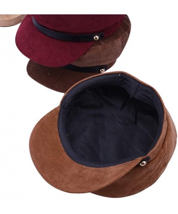 Newsboy Caps Womens Casual Cap Cotton Fisherman Hat Fashion Newsboy Cabbie Cap for Ladies Big Girls(Black) - Khaki - CV18KGXH...