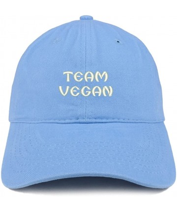 Baseball Caps Team Vegan Embroidered Low Profile Brushed Cotton Cap - Carolina Blue - CP188T66YTC $26.98
