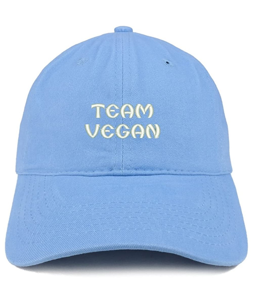 Baseball Caps Team Vegan Embroidered Low Profile Brushed Cotton Cap - Carolina Blue - CP188T66YTC $26.98