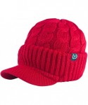Skullies & Beanies Winter Newsboy Cable Knitted Visor Beanie Bill Winter Warm Hat - Hot Pink & Red - CM11T4H2XLL $14.39