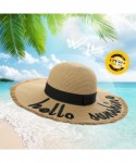 Sun Hats Floppy Straw Sun Hat UPF 50 Wide Brim Beach Summer Hats Packable - Hello Sunshine Khaki00755 - CS18T47RW42 $23.47