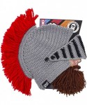 Skullies & Beanies Knight Beard Beanie - Funny Knitted Helmet and Fake Beard and Visor - Brown - CM11HYIXMNF $49.01
