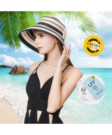 Sun Hats Rollup Straw Sun Visor Foldable Wide Brim Travel Hat Freesize Ponytail Fashion - 99055_pink - C418D4LTNKL $19.26