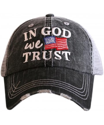 Baseball Caps In God We Trust USA Flag Women's Distressed Trucker Hat - Gray - CB185NHQ2WX $49.24