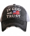 Baseball Caps In God We Trust USA Flag Women's Distressed Trucker Hat - Gray - CB185NHQ2WX $36.93