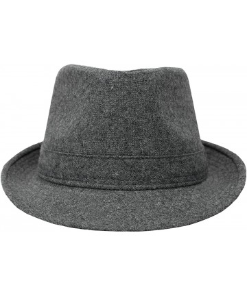 Fedoras Men's Fall/Winter Outdoor Manhattan Fedora Hat - Charcoal Grey - C211Q36GKBF $21.98