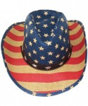 Cowboy Hats Men's American Flag Straw Western Cowboy Hat - Multicoloured - CP184YM0EHZ $26.52