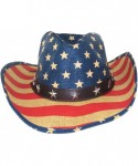 Cowboy Hats Men's American Flag Straw Western Cowboy Hat - Multicoloured - CP184YM0EHZ $26.52