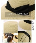 Sun Hats Packable Straw Floppy Fedora Panama Derby Beach Sun Hat for Women Band Ribbon 55-58cm - Dark Beige_00043 - CZ18SQN8A...