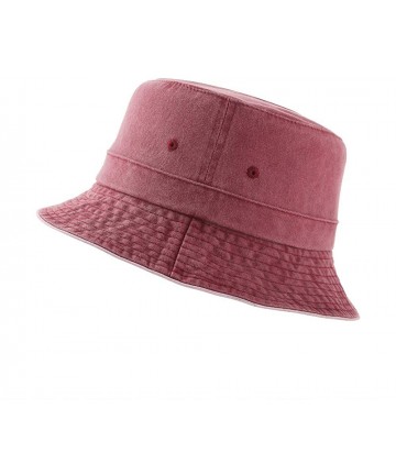 Bucket Hats Bucket Hats Beach Sun Hat Outdoor Washed Cotton Hat 100% Cotton for Women - Burgundy - C0198O24DUO $14.92