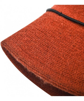 Fedoras Womens Winter Wool Knit Bucket Hats Warm Solid Fedora - Brick Red - CT18AO5MG08 $20.37