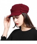Newsboy Caps Melton Wool Newsboy Gatsby Ivy Baker Boy Cap Visor Beret Cabbie Hat for Ladies - 6 Panel-burgundy - CG1889NM5GE ...