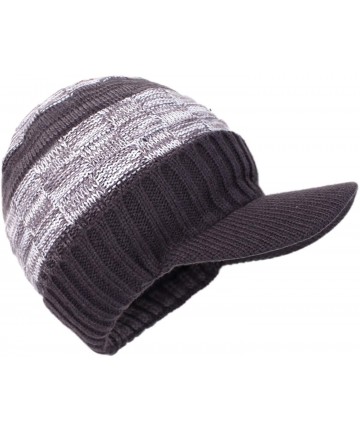 Skullies & Beanies Men's Winter Warm Thick Knit Beanie Hat with Visor - C-dark Grey - CG18AHGU4H8 $14.61