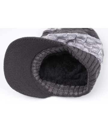 Skullies & Beanies Men's Winter Warm Thick Knit Beanie Hat with Visor - C-dark Grey - CG18AHGU4H8 $14.61