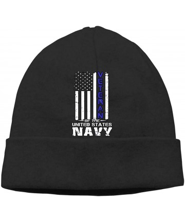 Skullies & Beanies US Navy Veteran Beanie Hat Classic Toboggan Hat Winter Hats Skull Cap Beanies for Men and Women - Black - ...
