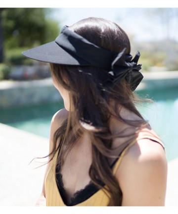 Sun Hats Women's SPF 50+ UV Protection Wide Brim Beach Sun Visor Hat - Black - CI12J70S3H7 $21.43
