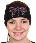 Headbands Biker Beanie Head Wrap - Womens Headband - Biker Chick Headwear - Dragonfly - Pink - C111IXLGC8J $22.75