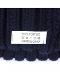 Skullies & Beanies Winter Women's Winter Knit Wool Beanie Hat with Double Faux Fur Pom Pom Ears - Navy - CA18I38DDXC $23.49