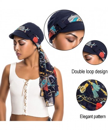 Newsboy Caps Newsboy Cap with Scarf Breathable Bamboo Cotton Lined Chemo Hat for Women of - Black+navy Blue - C818WZOYS5N $32.32