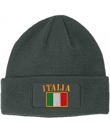 Skullies & Beanies Patch Beanie for Men & Women Italia Flag Embroidery Skull Cap Hats 1 Size - Dark Grey - CL18ZORNNH4 $23.88