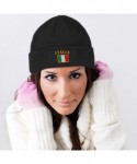 Skullies & Beanies Patch Beanie for Men & Women Italia Flag Embroidery Skull Cap Hats 1 Size - Dark Grey - CL18ZORNNH4 $23.88