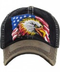 Baseball Caps Eagle and Free Spirit Distressed Baseball Cap Dad Hat Adjustable Unisex Fashion - (1.3) Black Bald Eagle - CB17...
