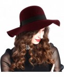 Fedoras Women's Felt Floppy Hat with Black Grograin Band - Borgundy - CR12N1GZYFO $18.72