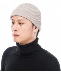 Visors Trendy Warm Chunky Soft Stretch Cable Knit Cuff Beanie Hat for Women Men - Beige - CQ18YGEHI8M $13.44