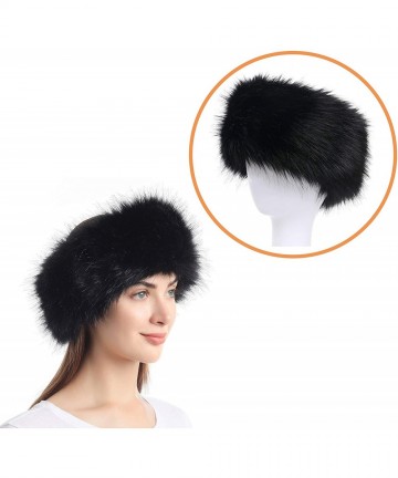 Cold Weather Headbands Faux Fur Headband with Stretch Women's Winter Earwarmer Earmuff - Black&white - CI18X8IGOTN $26.20