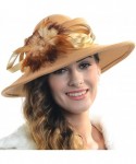 Fedoras Women Wool Felt Plume Church Dress Winter Hat - Feather Style-camel - CC11MJML7Y7 $45.33