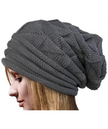 Skullies & Beanies Casual Knit Hat Elegant Warm Hat Pleated Cloth Hat Cuffed Wool Hat Solid Color Hat Simple Cap - Dark Gray ...