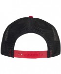 Baseball Caps Round Flat Visor SNAP 5 Panel Mesh Back Trucker Snapback Hat - Red/Blk/Blk - CD180D28K7W $15.74