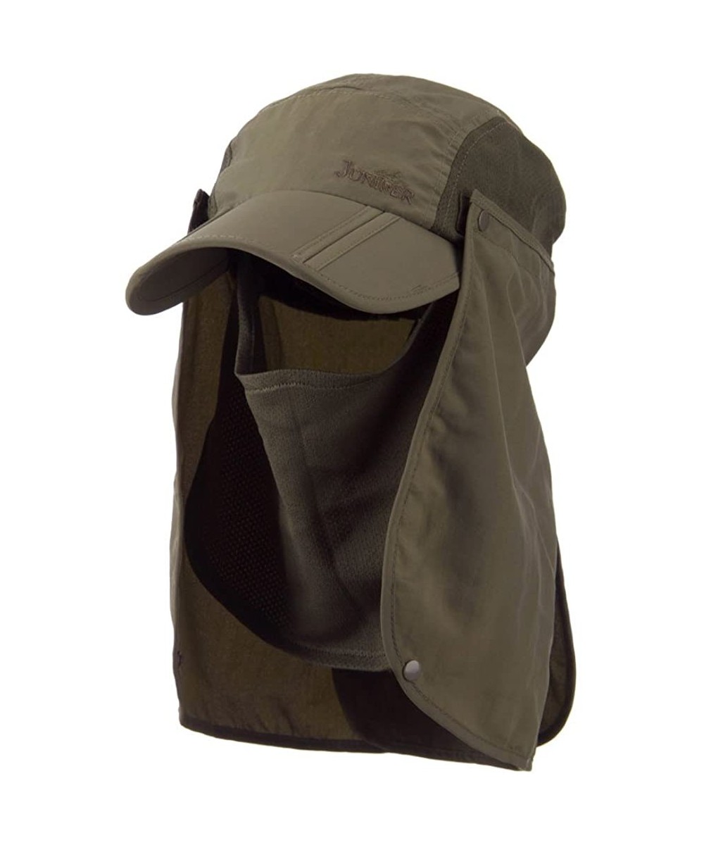 Sun Hats UV 50+ Folding Bill Cap with Double Flaps - Olive - CE11FITP1C7 $50.77