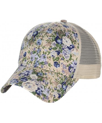 Baseball Caps Women's Floral Pattern Adjustable Mesh Trucker Baseball Cap Hat - Shrub- Ivory - CM18C5NRG82 $18.70
