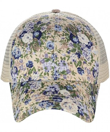 Baseball Caps Women's Floral Pattern Adjustable Mesh Trucker Baseball Cap Hat - Shrub- Ivory - CM18C5NRG82 $18.70