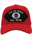 Baseball Caps US Air Force - Master Sergeant Retired Hat/Ballcap Adjustable One Size Fits Most - Red - CW18HA2UNTI $32.80