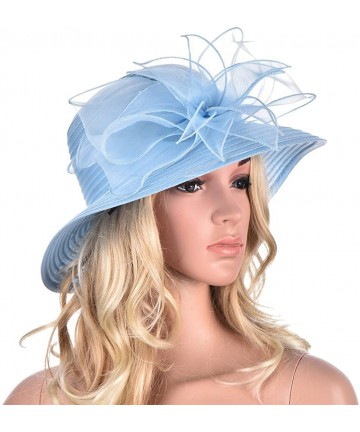 Sun Hats Womens Kentucky Derby Floral Wide Brim Church Dress Sun Hat A323 - Blue - CX12EEHXMQ5 $21.00
