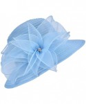 Sun Hats Womens Kentucky Derby Floral Wide Brim Church Dress Sun Hat A323 - Blue - CX12EEHXMQ5 $21.00